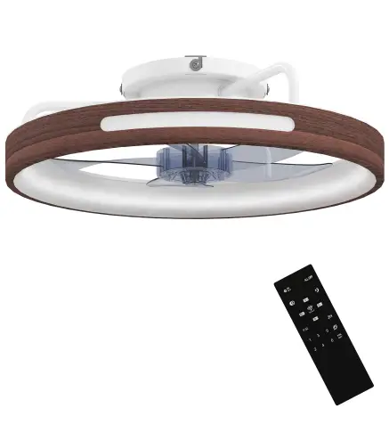 Ventilador de Techo con Luz LED 40 W Motor DC Reversible Mando a Distancia 6 Velocidades 3 Colores Temporizador Teca