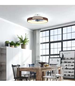 Ventilador de Techo con Luz LED 40 W Motor DC Reversible Mando a Distancia 6 Velocidades 3 Colores Temporizador Teca