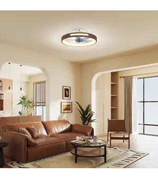 Ventilador de Techo con Luz LED 40 W Motor DC Reversible Mando a Distancia 6 Velocidades 3 Colores Temporizador Teca