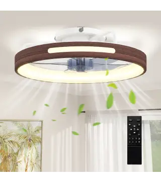 Ventilador de Techo con Luz LED 40 W Motor DC Reversible Mando a Distancia 6 Velocidades 3 Colores Temporizador Teca