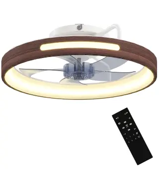 Ventilador de Techo con Luz LED 40 W Motor DC Reversible Mando a Distancia 6 Velocidades 3 Colores Temporizador Teca