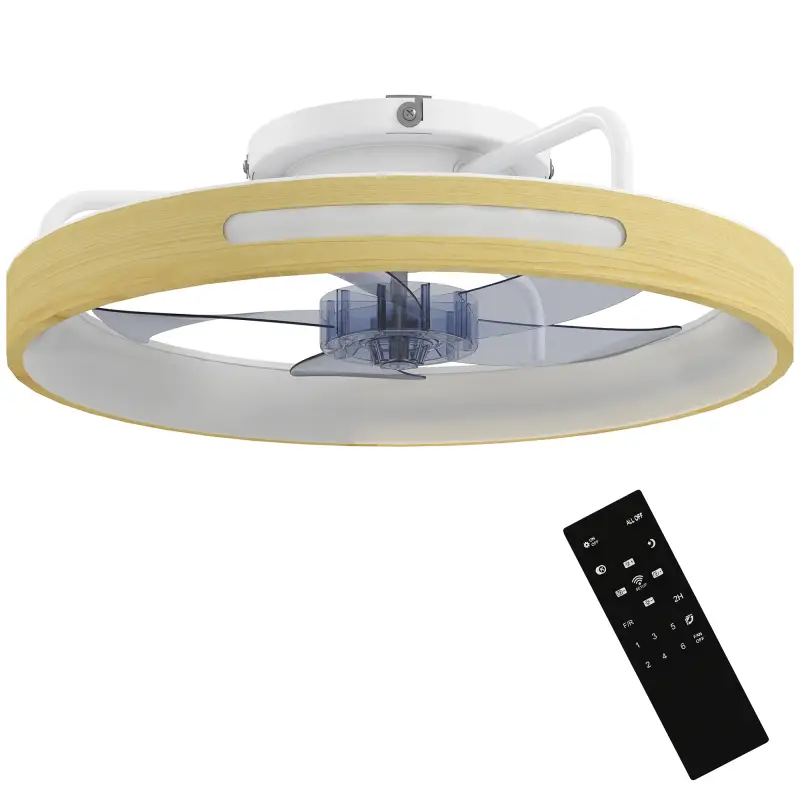 Ventilador de Techo con Luz LED 40 W Motor DC Reversible Mando a Distancia 6 Velocidades 3 Colores Temporizador Natural