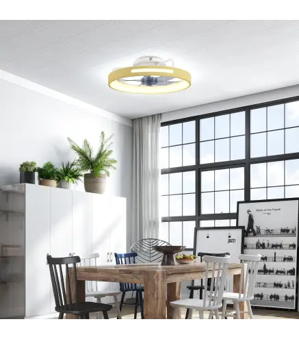 Ventilador de Techo con Luz LED 40 W Motor DC Reversible Mando a Distancia 6 Velocidades 3 Colores Temporizador Natural