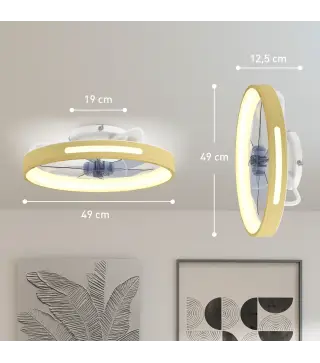 Ventilador de Techo con Luz LED 40 W Motor DC Reversible Mando a Distancia 6 Velocidades 3 Colores Temporizador Natural