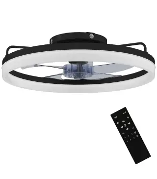 Ventilador de Techo con Luz LED 40 W Motor DC Reversible Mando a Distancia 6 Velocidades 3 Colores Temporizador Negro
