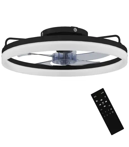 Ventilador de Techo con Luz LED 40 W Motor DC Reversible Mando a Distancia 6 Velocidades 3 Colores Temporizador Negro