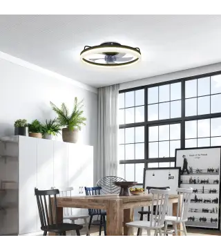 Ventilador de Techo con Luz LED 40 W Motor DC Reversible Mando a Distancia 6 Velocidades 3 Colores Temporizador Negro