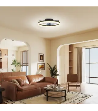 Ventilador de Techo con Luz LED 40 W Motor DC Reversible Mando a Distancia 6 Velocidades 3 Colores Temporizador Negro