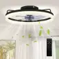 Ventilador de Techo con Luz LED 40 W Motor DC Reversible Mando a Distancia 6 Velocidades 3 Colores Temporizador Negro