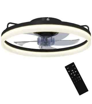 Ventilador de Techo con Luz LED 40 W Motor DC Reversible Mando a Distancia 6 Velocidades 3 Colores Temporizador Negro