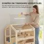 Jaula para Hámster de Madera de 3 Niveles con Bebederos Casetas Balancines Bandeja Extraíble y Tapas Abatibles Natural