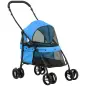 Cochecito para Perros Pequeños Plegable con Ventanas de Malla Cojín Lavable Correas de Seguridad y Marco de Acero Azul
