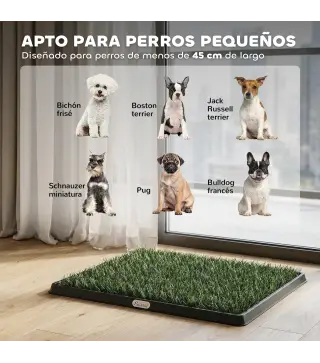 Inodoro para Perros con Césped Artificial 63x50,5 cm Bandeja Sanitaria para Perros para Entrenamiento con Drenaje Verde