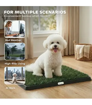 Inodoro para Perros con Césped Artificial 63x50,5 cm Bandeja Sanitaria para Perros para Entrenamiento con Drenaje Verde