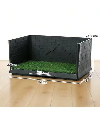 Inodoro para Perros con Césped Artificial 75x51x36,5 cm con Paredes Altas Bandeja Deslizante y Fácil de Limpiar Negro
