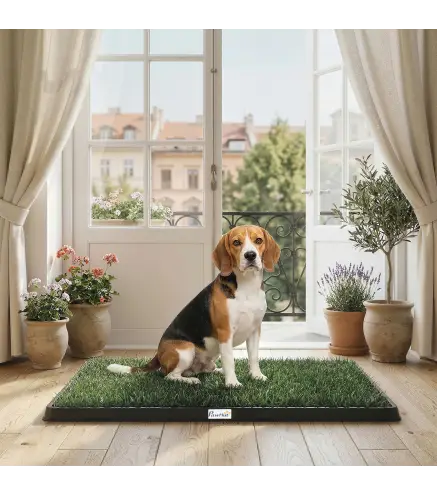 Inodoro para Perros con Césped Artificial 76x50,5 cm Bandeja Sanitaria para Perros para Entrenamiento con Drenaje Verde