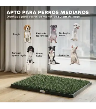 Inodoro para Perros con Césped Artificial 76x50,5 cm Bandeja Sanitaria para Perros para Entrenamiento con Drenaje Verde