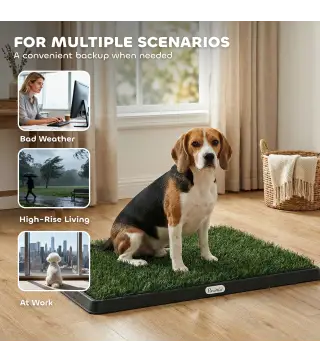 Inodoro para Perros con Césped Artificial 76x50,5 cm Bandeja Sanitaria para Perros para Entrenamiento con Drenaje Verde