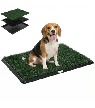 Inodoro para Perros con Césped Artificial 76x50,5 cm Bandeja Sanitaria para Perros para Entrenamiento con Drenaje Verde