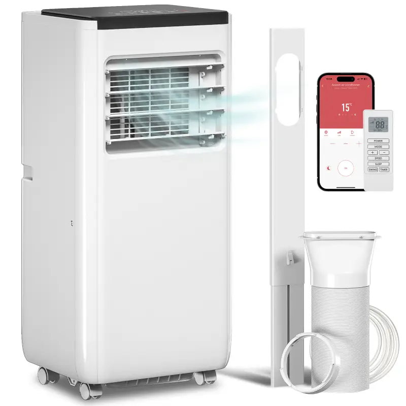 Aire Acondicionado Portátil 10.000 BTU 4 en 1 Enfriamiento Deshumidificador Ventilador con WiFi para 30 m² Blanco