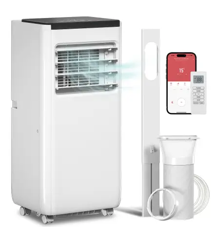 Aire Acondicionado Portátil 10.000 BTU 4 en 1 Enfriamiento Deshumidificador Ventilador con WiFi para 30 m² Blanco