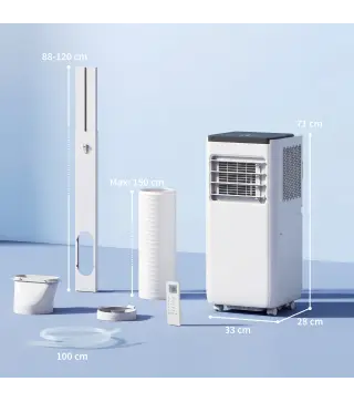 Aire Acondicionado Portátil 10.000 BTU 4 en 1 Enfriamiento Deshumidificador Ventilador con WiFi para 30 m² Blanco