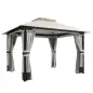 Carpa para Jardín con Techo Doble Cenador con 4 Paredes y Mosquitera para Exterior Terraza 360x300x279 cm Gris Claro