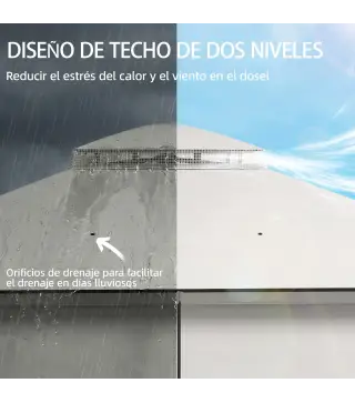 Carpa para Jardín con Techo Doble Cenador con 4 Paredes y Mosquitera para Exterior Terraza 360x300x279 cm Gris Claro