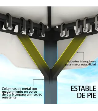 Carpa para Jardín con Techo Doble Cenador con 4 Paredes y Mosquitera para Exterior Terraza 360x300x279 cm Gris Claro