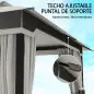 Carpa para Jardín con Techo Doble Cenador con 4 Paredes y Mosquitera para Exterior Terraza 360x300x279 cm Gris Claro