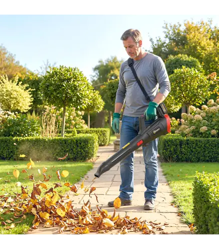 Soplador de Hojas Sin Cable 18V con 2 Baterías de 4.0Ah y Cargador Motor sin Escobillas 600W 3 Velocidades Negro