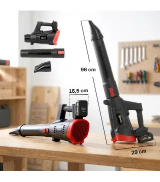 Soplador de Hojas Sin Cable 18V con 2 Baterías de 4.0Ah y Cargador Motor sin Escobillas 600W 3 Velocidades Negro