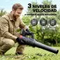Soplador de Hojas Sin Cable 18V con 2 Baterías de 4.0Ah y Cargador Motor sin Escobillas 600W 3 Velocidades Negro