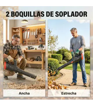 Soplador de Hojas Sin Cable 18V con 2 Baterías de 4.0Ah y Cargador Motor sin Escobillas 600W 3 Velocidades Negro