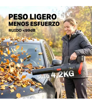 Soplador de Hojas Sin Cable 18V con 2 Baterías de 4.0Ah y Cargador Motor sin Escobillas 600W 3 Velocidades Negro