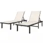 Conjunto de 2 Tumbonas Reclinables con Ruedas Respaldo Ajustable 4 Niveles Estructura de Aluminio Tela Textilene Beige