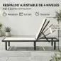 Conjunto de 2 Tumbonas Reclinables con Ruedas Respaldo Ajustable 4 Niveles Estructura de Aluminio Tela Textilene Beige
