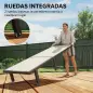 Conjunto de 2 Tumbonas Reclinables con Ruedas Respaldo Ajustable 4 Niveles Estructura de Aluminio Tela Textilene Beige