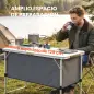 Mesa de Cocina de Camping Plegable con Armario de Tela Oxford Marco de Aluminio para Picnic 120x47x70 cm Plateado