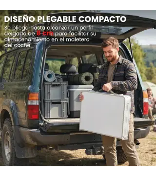 Mesa de Cocina de Camping Plegable con Armario de Tela Oxford Marco de Aluminio para Picnic 120x47x70 cm Plateado