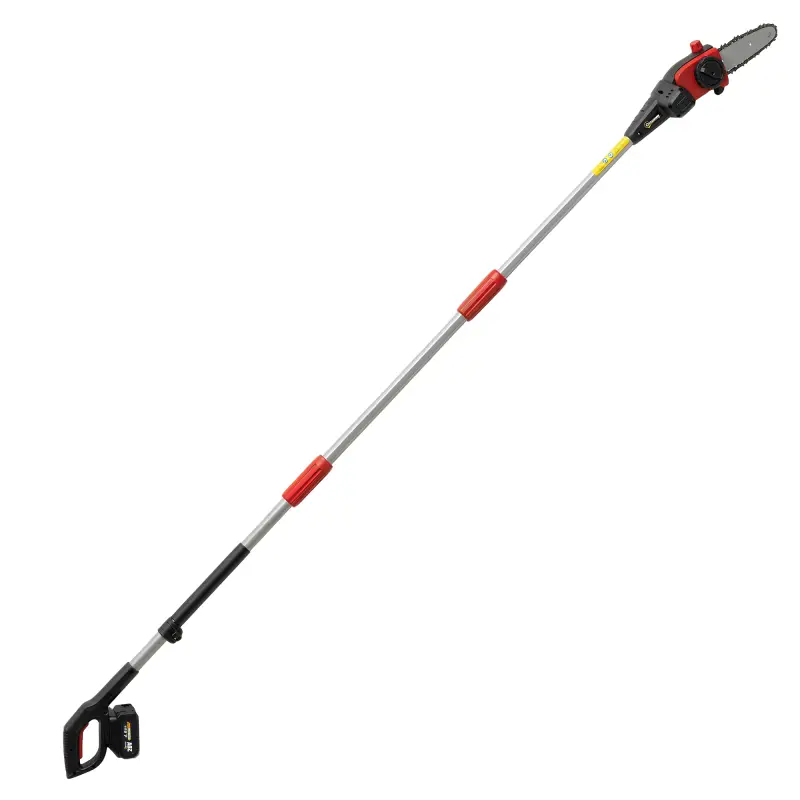 Motosierra Eléctrica Extensible 1,94-2,56 m con 2 baterías 4,0 Ah Cargador Doble Bloqueo Lubricación Automática