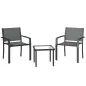 Conjunto de Mesa y Sillas de Terraza Exterior 3 Piezas con 2 Sillas de Textilene Mesa de Vidrio Templado Gris Claro