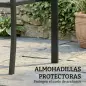 Conjunto de Mesa y Sillas de Terraza Exterior 3 Piezas con 2 Sillas de Textilene Mesa de Vidrio Templado Gris Claro
