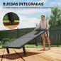 Conjunto de 2 Tumbonas Reclinables con Ruedas Respaldo Ajustable 4 Niveles Estructura de Aluminio Tela Textilene Gris