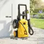 Hidrolimpiadora de Alta Presión 1600W 120 Bar con Bomba Boquilla Ajustable y Parada Automática 29,5x22x60 cm Amarillo