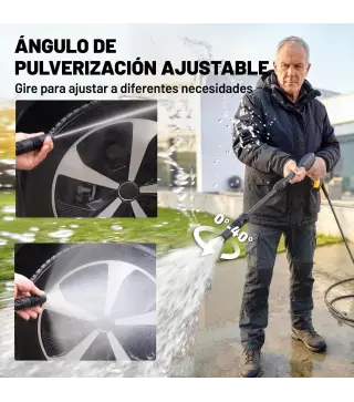 Hidrolimpiadora de Alta Presión 1600W 120 Bar con Bomba Boquilla Ajustable y Parada Automática 29,5x22x60 cm Amarillo