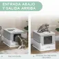 Arenero Cubierto para Gatos Desmontable con Entrada Frontal y Salida Superior con Pala 47,5x35,5x36,7 cm Gris y Blanco