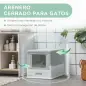 Arenero Cubierto para Gatos Desmontable con Entrada Frontal y Salida Superior con Pala 47,5x35,5x36,7 cm Gris y Blanco