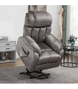 Sillón Levanta Personas Eléctrico con Reclinación hasta 135° Mando a Distancia Reposapiés y 2 Bolsillos Gris