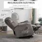 Sillón Levanta Personas Eléctrico con Reclinación hasta 135° Mando a Distancia Reposapiés y 2 Bolsillos Gris